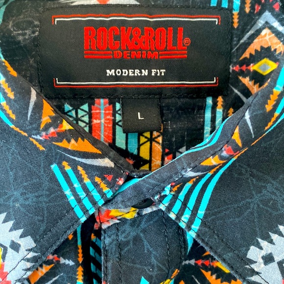 COPY - ROCK AND ROLL DENIM Modern Fit. Western short-sleeve shirt. Size L - Picture 3 of 4